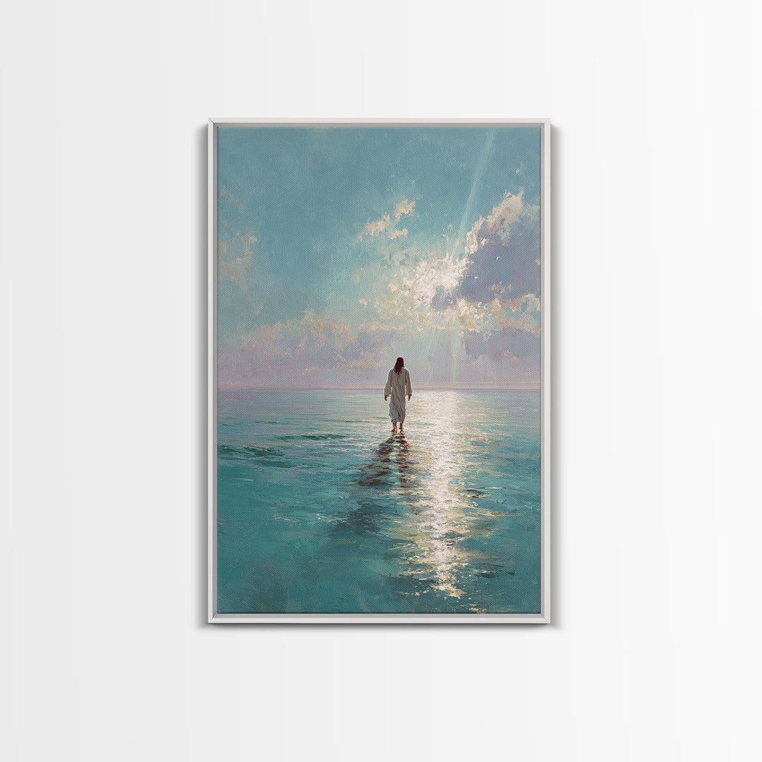 Fisherman’s Calm Grace – Framed Canvas Print – Christian Art Canvas – Christian Wall Art – Christian Christmas Art – Jesus Painting – Vinta