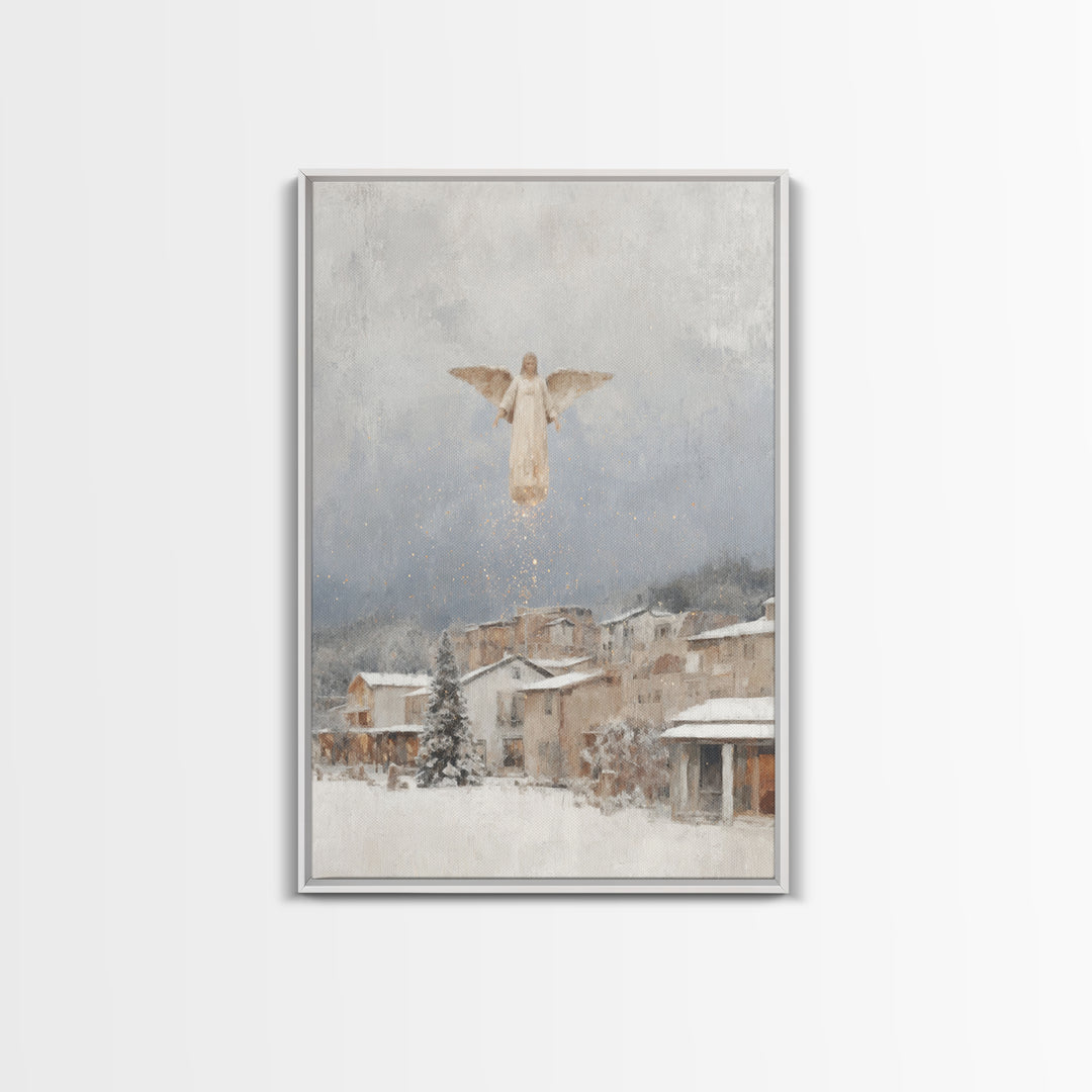 Heavenly Watcher – Framed Canvas Print – Christian Art Canvas – Christian Christmas Art – Christian Art Print – Minimalist Christian Art –