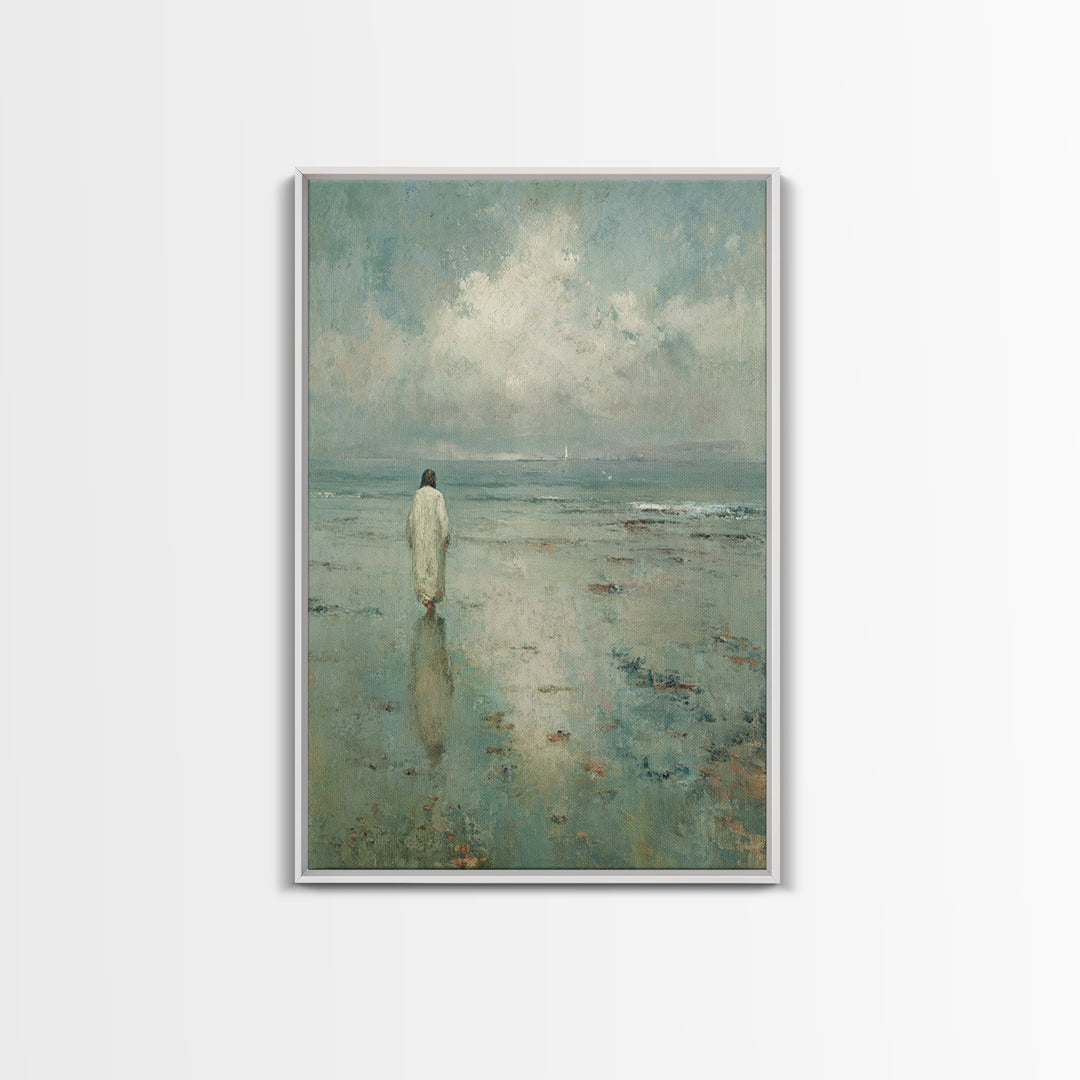 Sea Of Quiet Faith, Framed Canvas Print, Christian Wall Art, Christian Art Canvas, Jesus Painting, Modern Christian Art, Christian Decorati