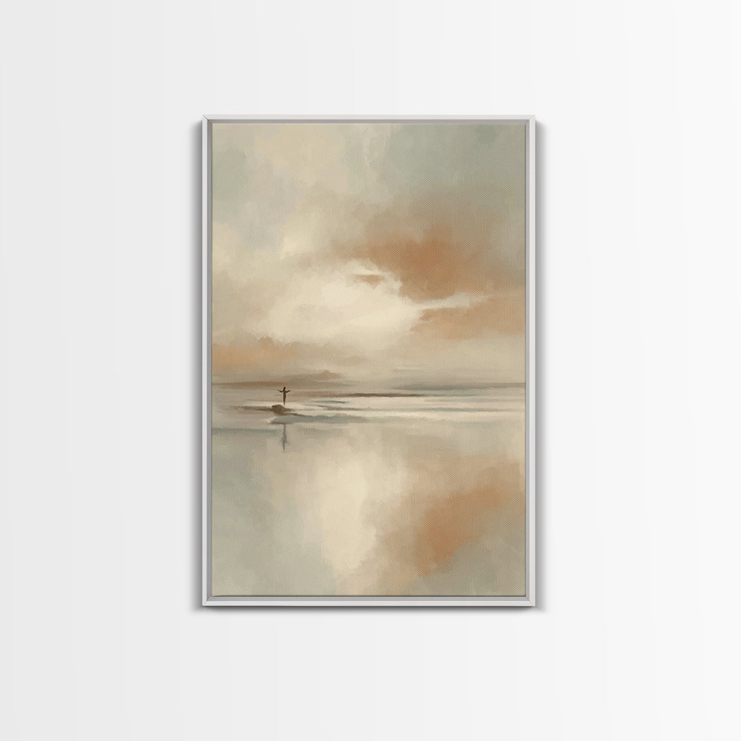 Arms Of Stillness | Framed Canvas Print | Christian Art Canvas | Christian Wall Art | Jesus Painting | Subtle Christian Art | Christian Gif