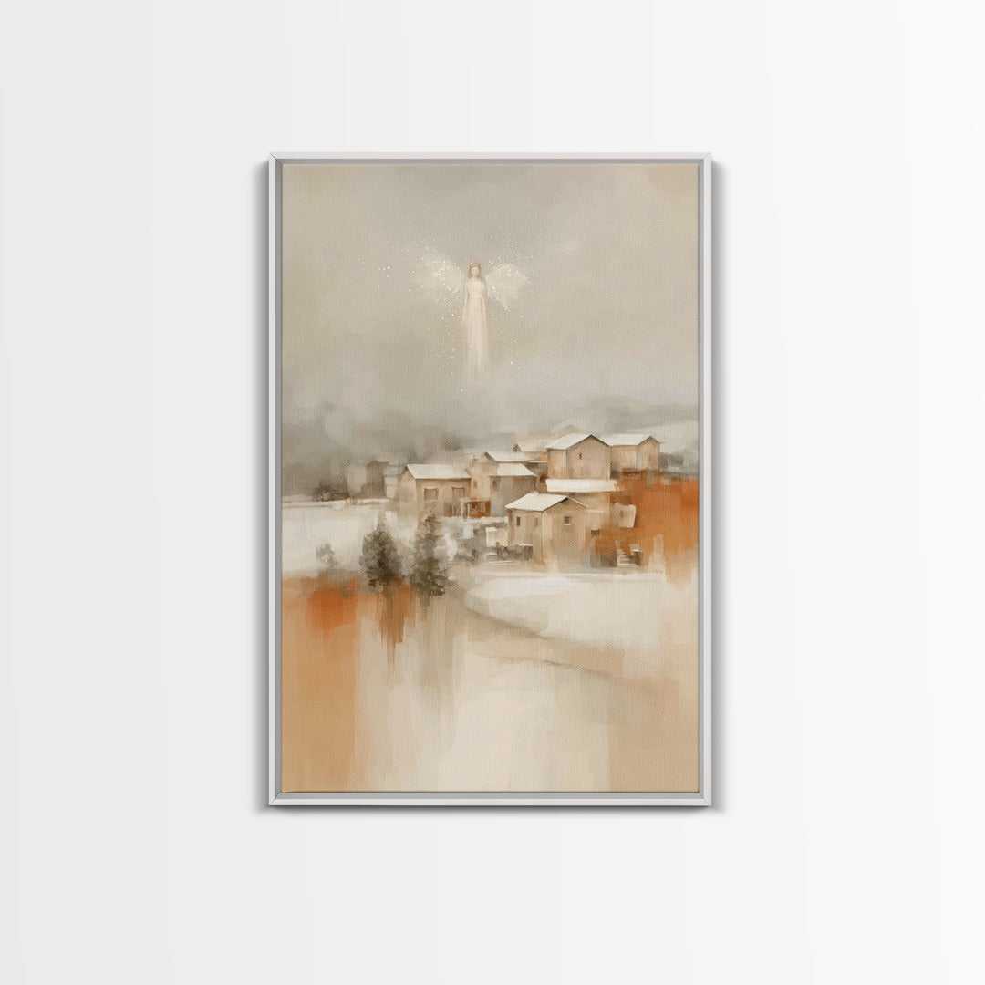 Angel In The Mist – Framed Canvas Print – Subtle Christian Art – Christian Art Canvas – Christian Wall Art – Christmas Art – Christian Chri