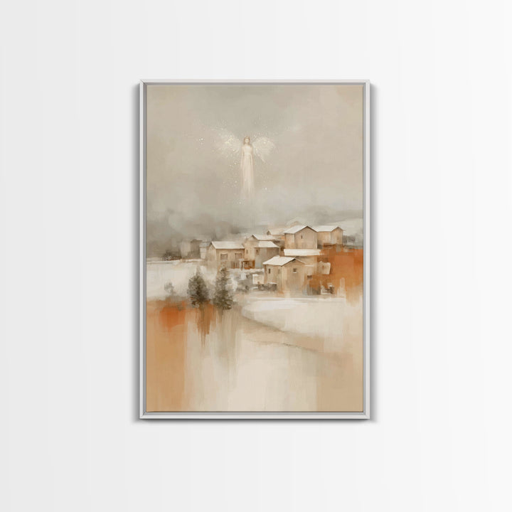 Angel In The Mist – Framed Canvas Print – Subtle Christian Art – Christian Art Canvas – Christian Wall Art – Christmas Art – Christian Chri