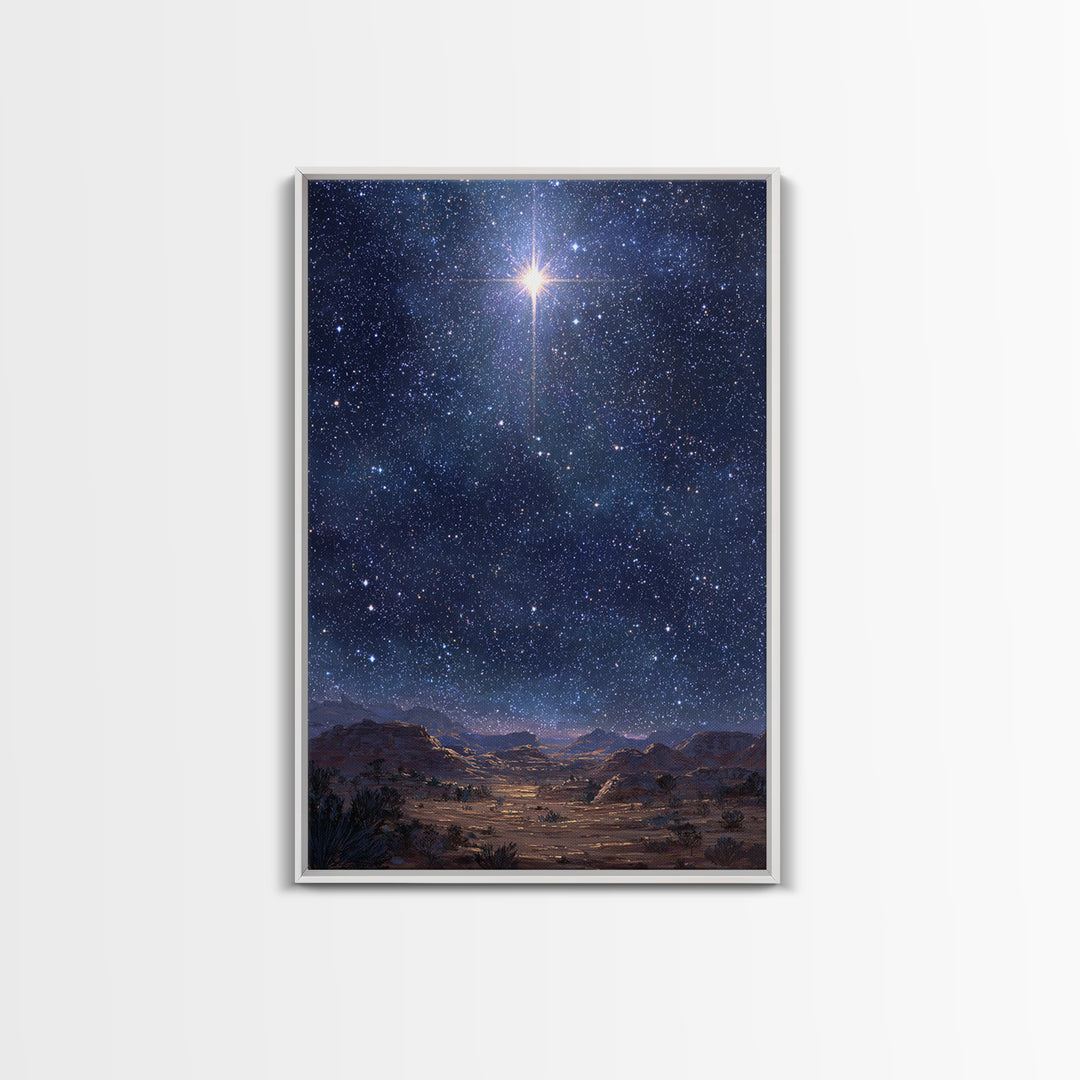 Star Of The Night | Framed Canvas Print | Christmas Wall Art | Christian Art Canvas | Christian Christmas Art | Moody Christmas Art | Chris