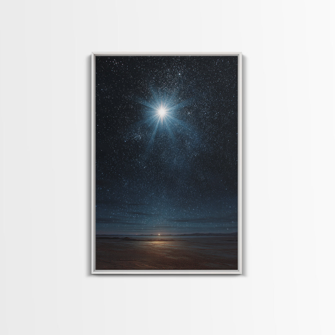 Holy Radiant Star – Framed Canvas Print – Christian Art Canvas – Christmas Wall Art – Christian Christmas Art – Modern Christian Art – Chri