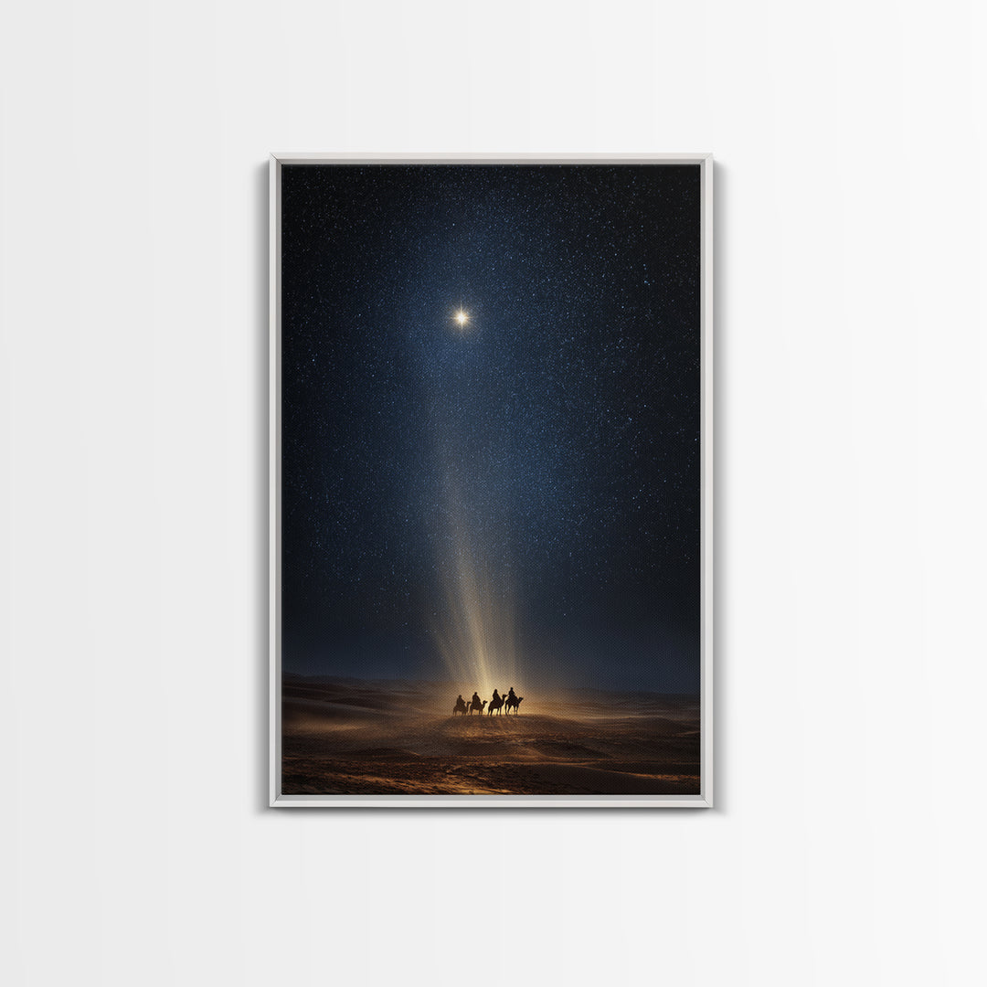 Wisemen Night Journey, Framed Canvas Print, Christian Christmas Art, Christmas Wall Art, Christian Art Canvas, Modern Christian Art, Christ