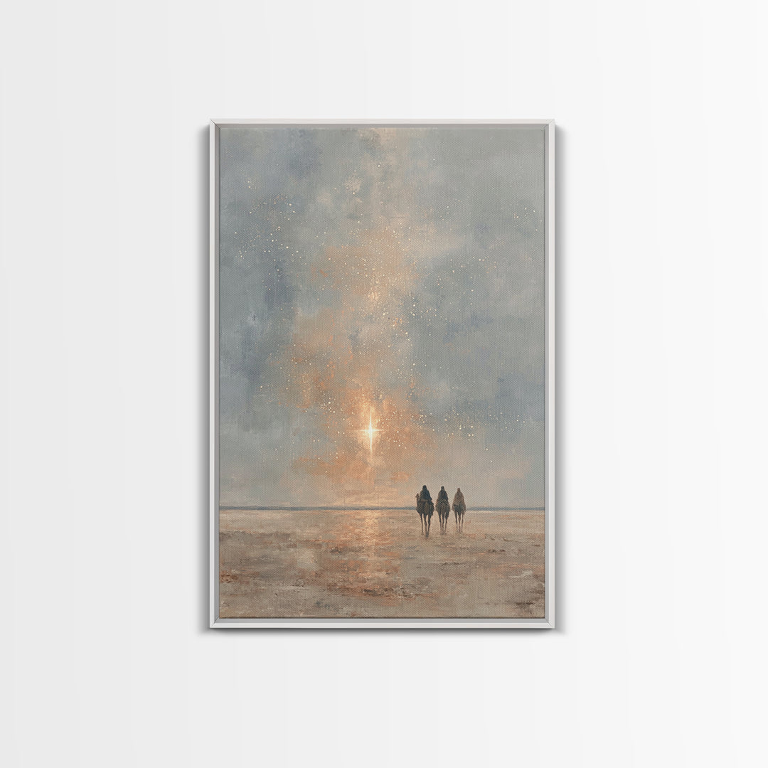 The Guiding Star – Framed Canvas Print – Christian Wall Art – Christmas Art – Christian Christmas Art – Christian Art Canvas – Jesus Painti