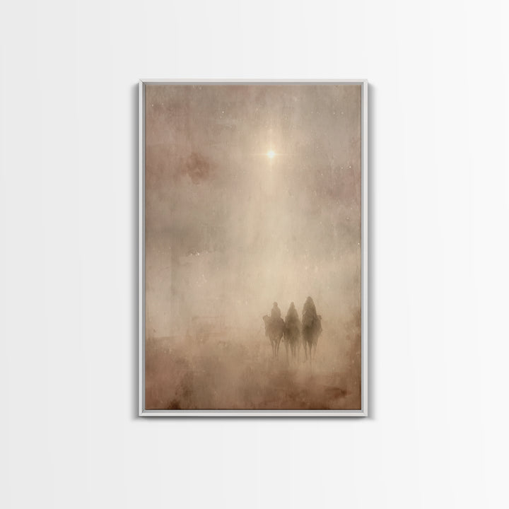 Desert Light Journey, Framed Canvas Print, Christian Christmas Art, Christian Wall Art, Christian Art Canvas, Christmas Art, Jesus Painting