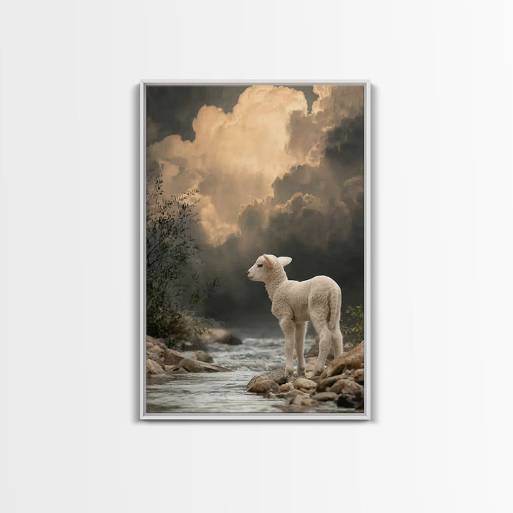 Peaceful Shepherd Scene | Framed Canvas Print | Christian Art | Christian Wall Art | Christian Christmas Art | Christian Art Canvas | Jesus