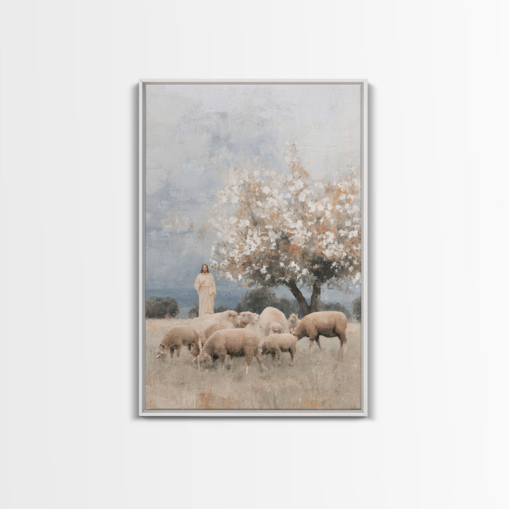 Hillside Blossoms Peace | Framed Canvas Print | Christian Wall Art | Jesus Painting | Christian Art Canvas | Christian Christmas Art