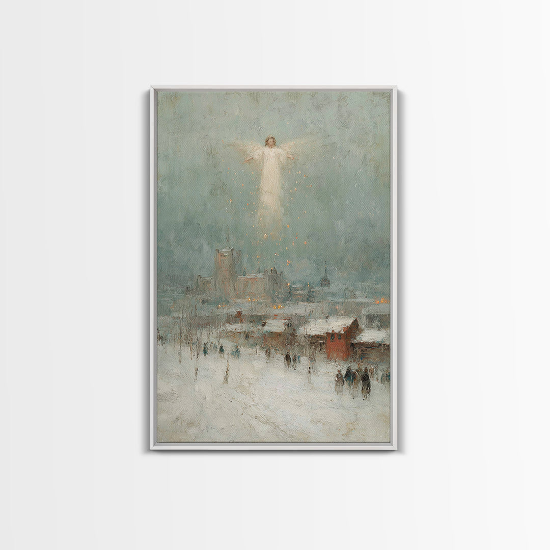 City Of Angels – Framed Canvas Print – Christian Wall Art – Christian Art Canvas – Christian Christmas Art – Christmas Art – Modern Christi