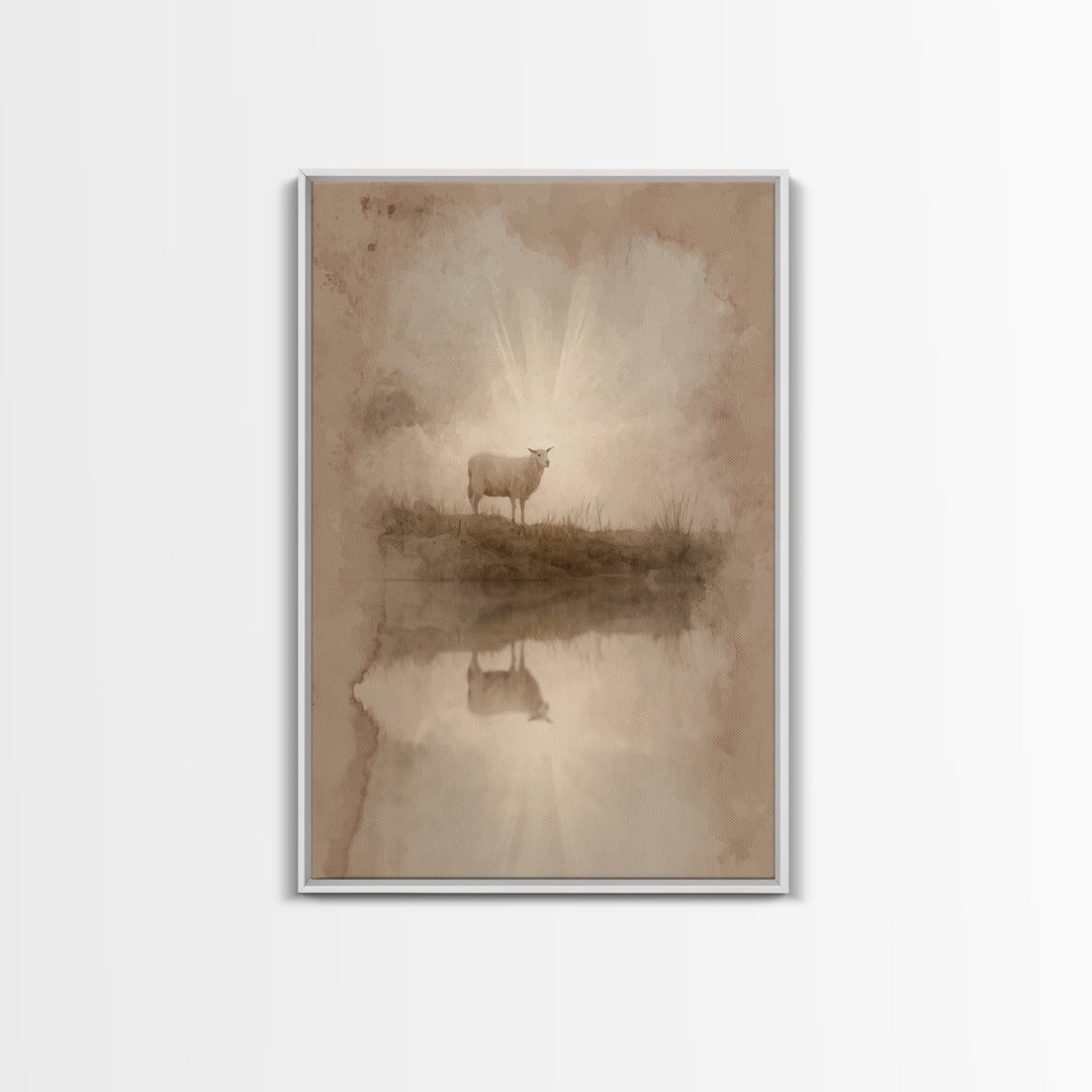 Lamb Of Morning Light – Framed Canvas Print – Christian Art Canvas – Christian Wall Art – Christian Gift Ideas – Christian Art – Jesus Pain