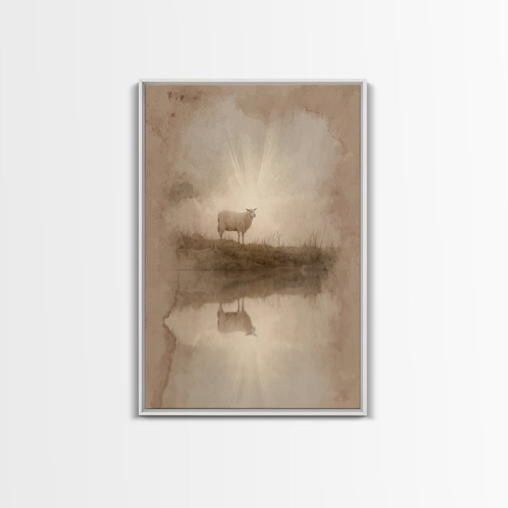 Lamb Of Morning Light – Framed Canvas Print – Christian Art Canvas – Christian Wall Art – Christian Gift Ideas – Christian Art – Jesus Pain