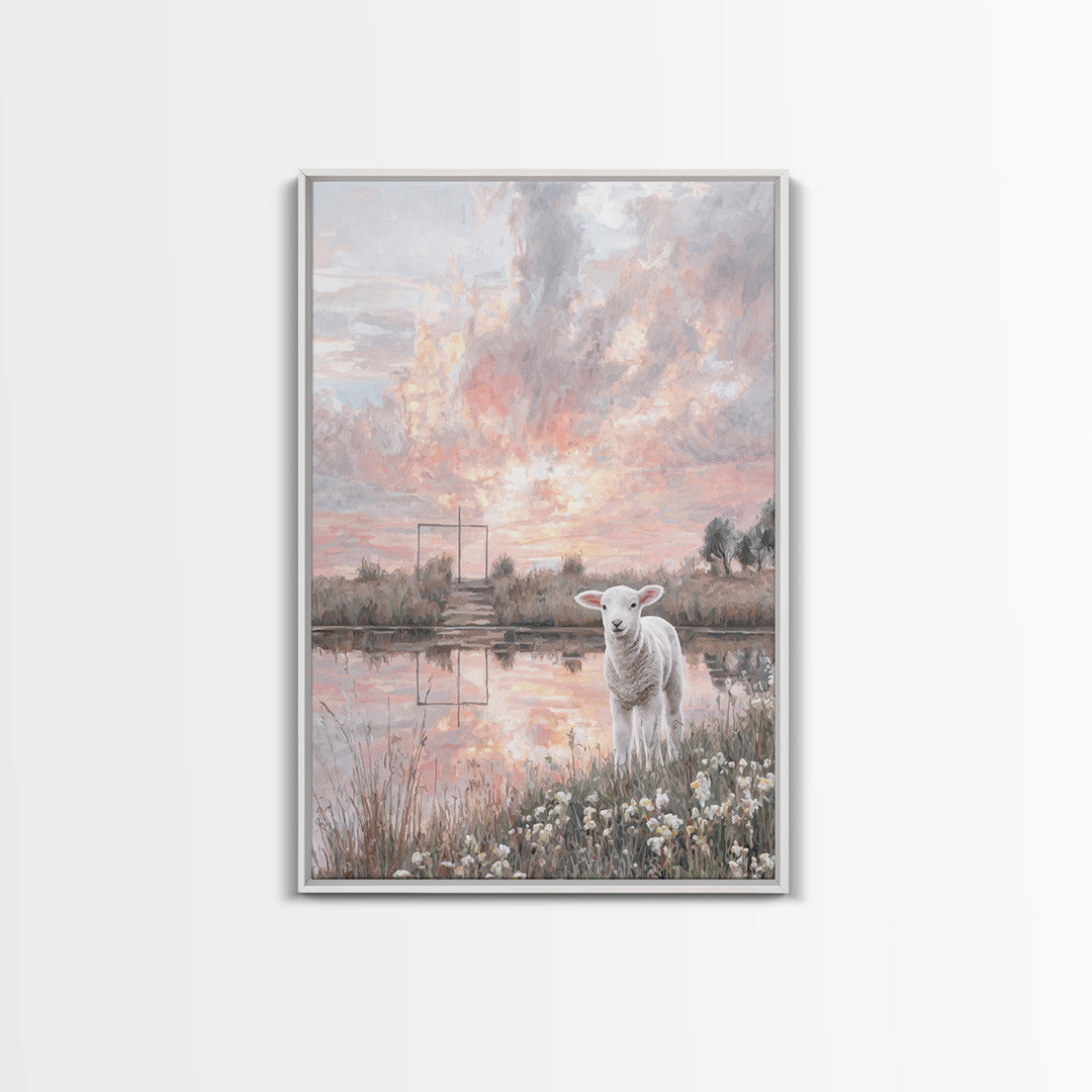 Lamb of Peace | Framed Canvas Print | Christian Wall Art | Christian Art Canvas | Jesus Painting | Christian Christmas Art