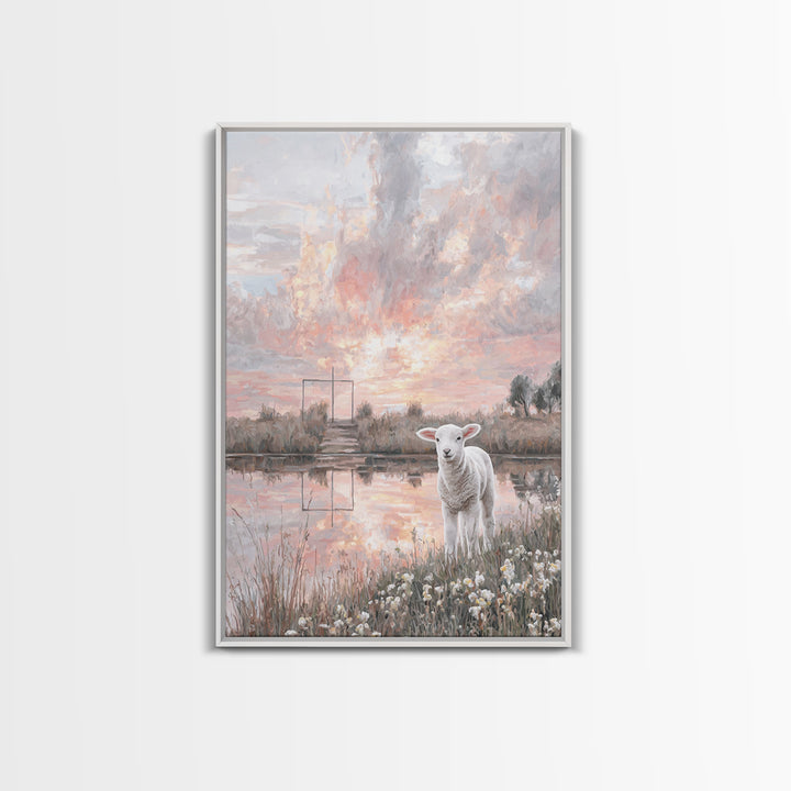 Lamb of Peace | Framed Canvas Print | Christian Wall Art | Christian Art Canvas | Jesus Painting | Christian Christmas Art