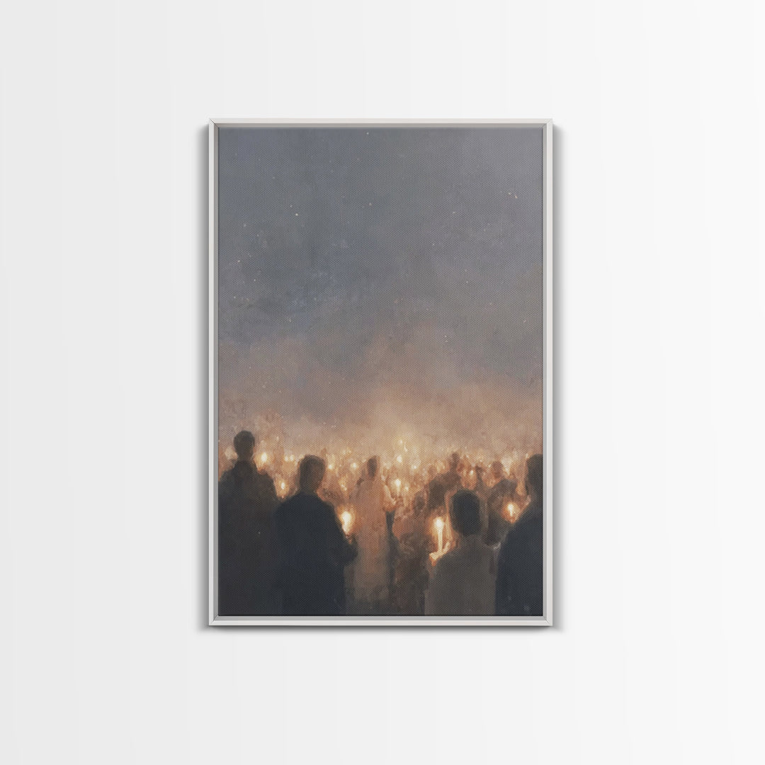 Midnight Vigil – Framed Canvas Print – Christian Wall Art – Christian Art Canvas – Christian Christmas Art – Jesus Painting – Vintage Chris