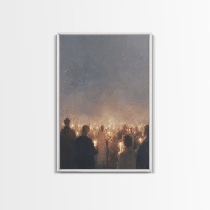 Midnight Vigil – Framed Canvas Print – Christian Wall Art – Christian Art Canvas – Christian Christmas Art – Jesus Painting – Vintage Chris