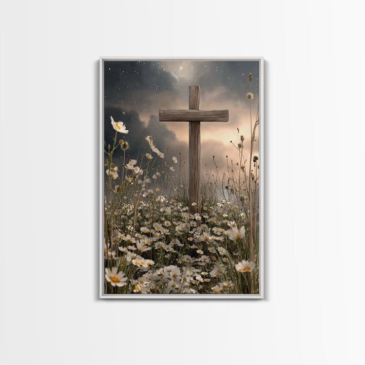 Nightfall Mercy – Framed Canvas Print – Christian Wall Art – Christian Art Canvas – Christian Painting – Christian Christmas Art