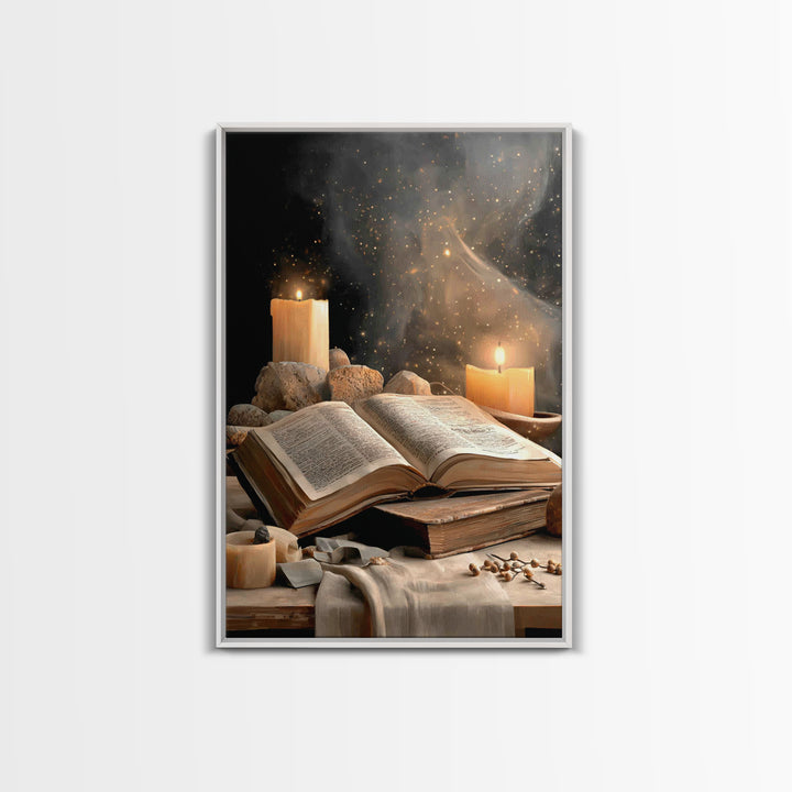 Scripture And Flame - Framed Canvas Print - Christian Wall Art - Jesus Painting - Christian Decor - Christian Art Canvas - Christmas Art