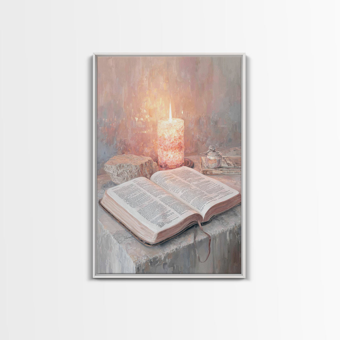 Candle Of Wisdom - Framed Canvas Print - Christian Decor - Christian Wall Art - Christmas Art - Christian Art Canvas - Jesus Painting