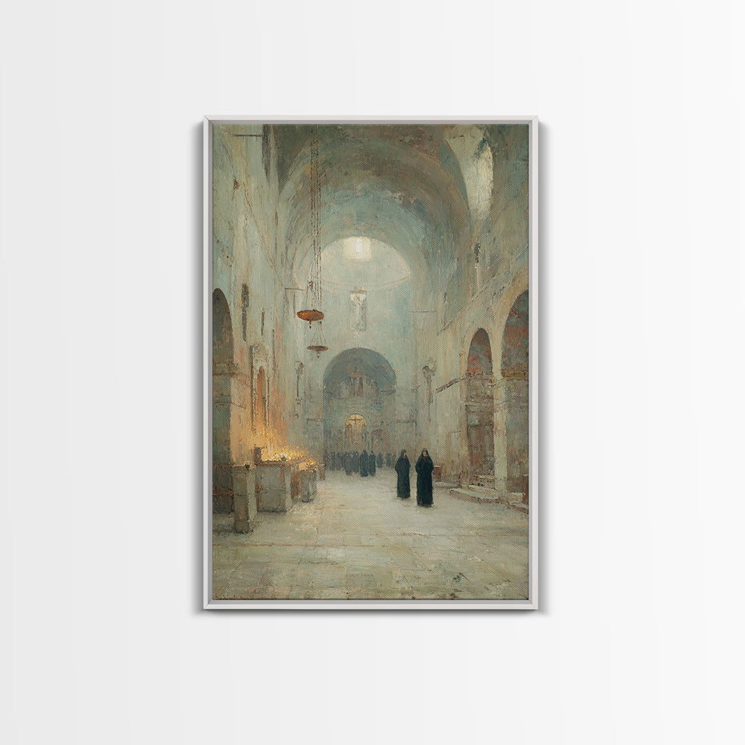 Hallowed Sanctuary Stillness – Framed Canvas Print – Christian Wall Art – Christian Art Print – Vintage Christian Art – Christian Art Canva