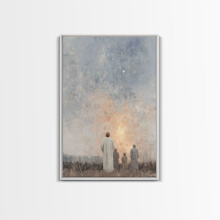 Skyward Wonder – Framed Canvas Print – Christmas Art Prints – Christian Wall Art – Christian Art Canvas – Christian Christmas Art – Vintage