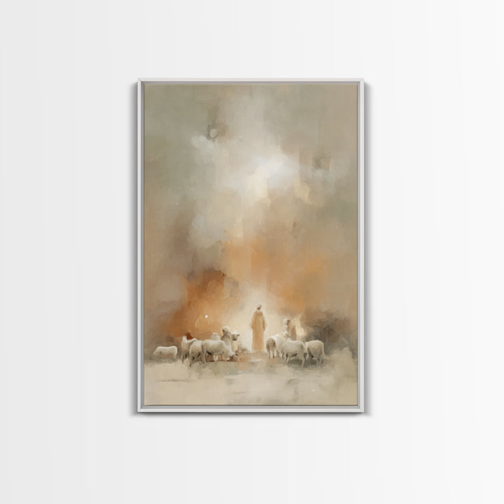 Shepherds Of Light | Framed Canvas Print | Christian Wall Art | Christian Art Canvas | Christian Christmas Art | Christmas Art Work | Chris