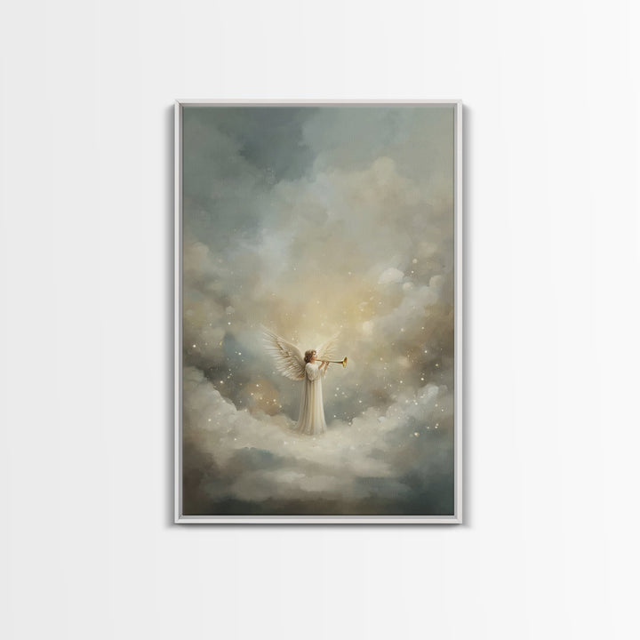 Herald Of Heaven, Framed Canvas Print, Christian Art Canvas, Christian Wall Art, Angel Art, Christmas Wall Art, Christian Christmas Art