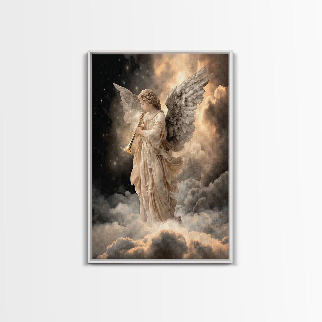 Trumpet Of Glory | Framed Canvas Print | Christian Art Canvas | Christian Wall Art | Modern Christian Art | Christmas Art Work | Christian