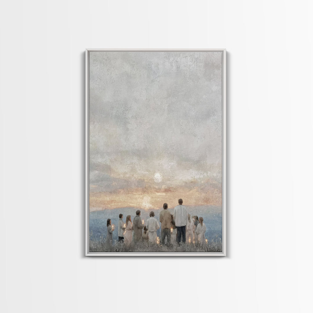Early Light Gathering, Framed Canvas Print, Christian Wall Art, Christian Art Painting, Minimalist Christian Art, Christmas Art Framed, Chr
