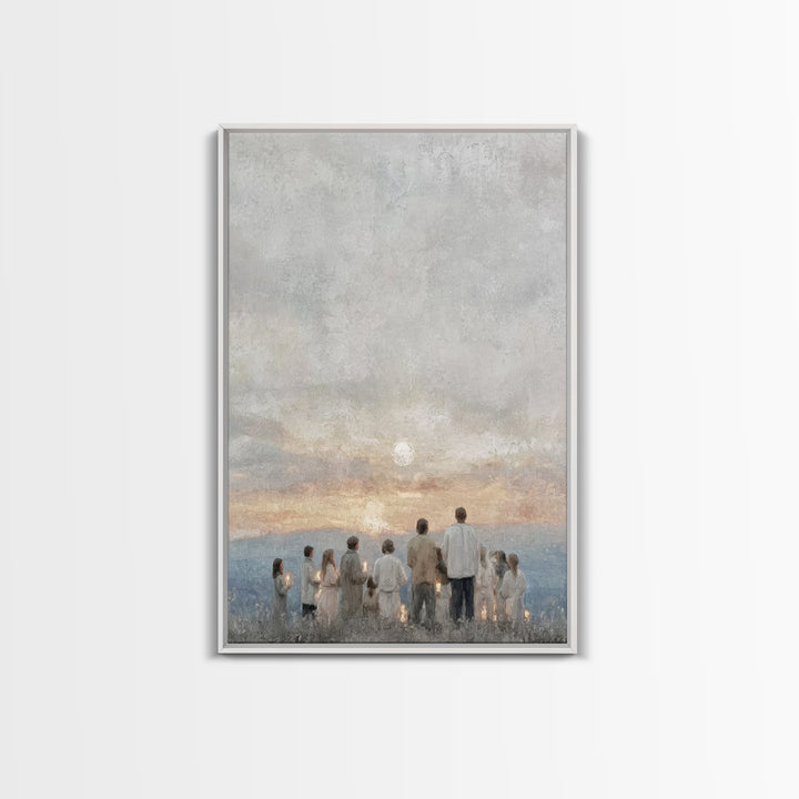Early Light Gathering, Framed Canvas Print, Christian Wall Art, Christian Art Painting, Minimalist Christian Art, Christmas Art Framed, Chr