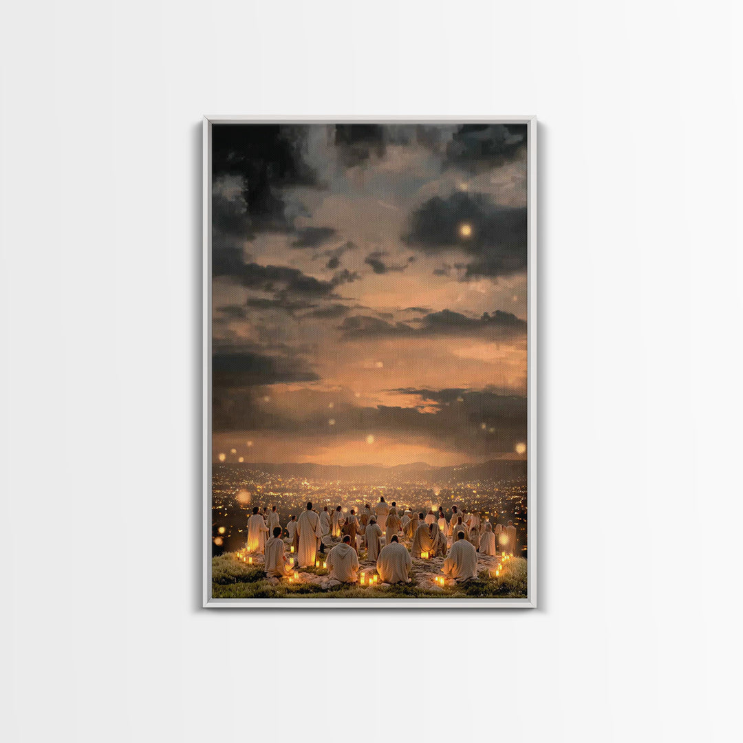 Eternal Night Glow, Framed Canvas Print, Christian Wall Art, Christian Christmas Art, Modern Christian Art, Christmas Art Work, Christian D