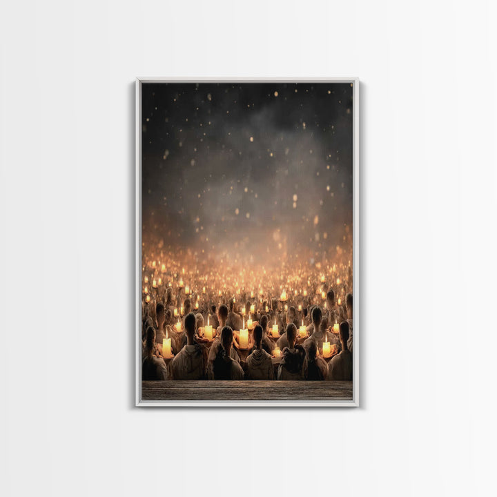 Shared Light Moment, Framed Canvas Print, Christian Art Canvas, Christian Wall Art, Moody Christian Art, Christian Christmas Art, Modern Ch