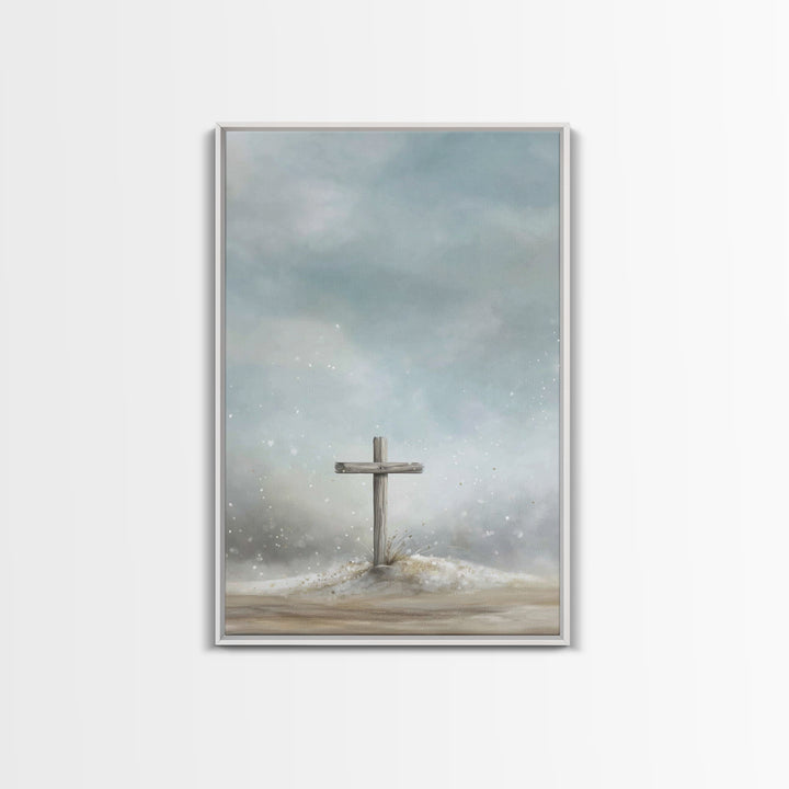 Silent Hill Prayer, Framed Canvas Print, Christian Art Prints, Christian Wall Art, Moody Christian Art, Christian Christmas Art, Christian