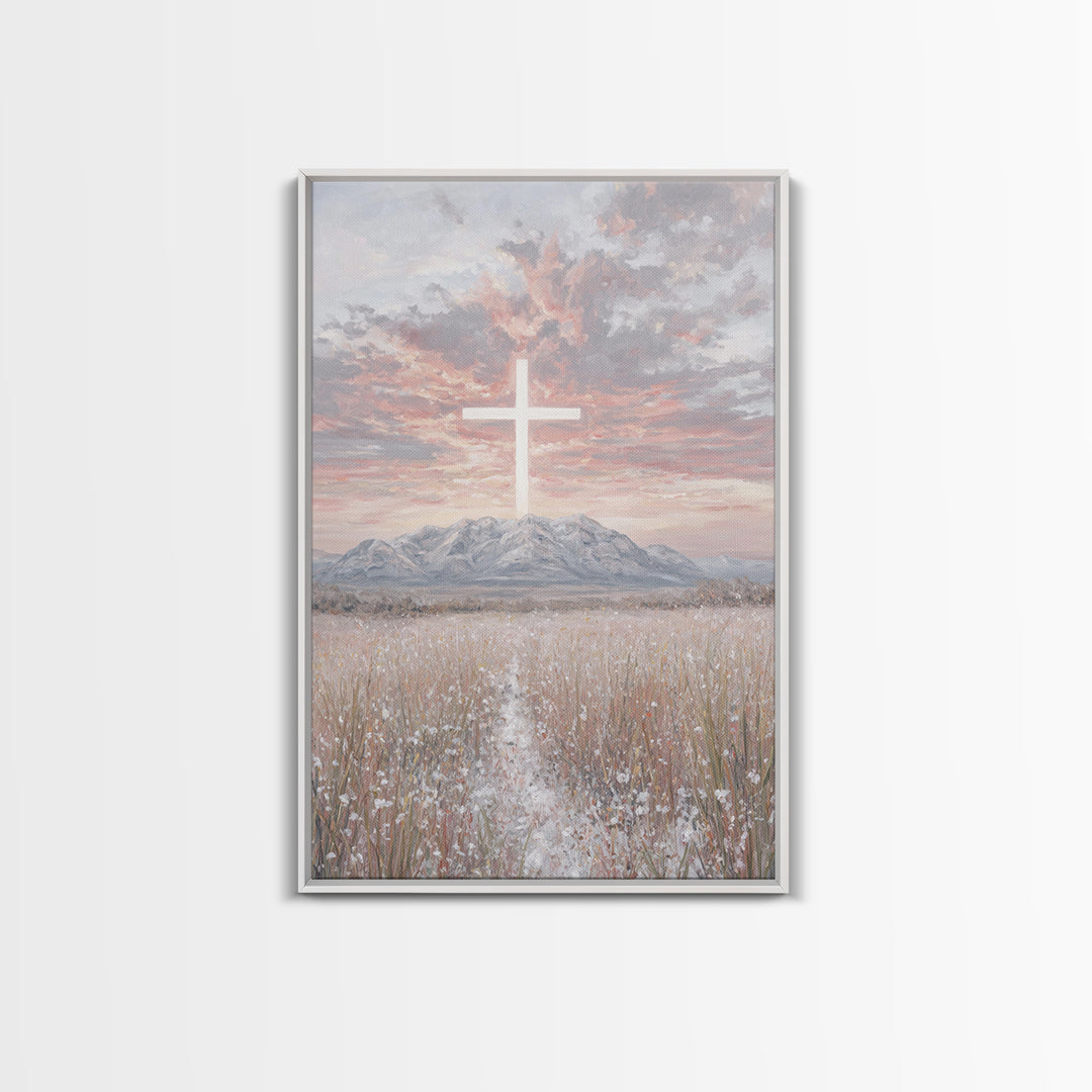 Field Of Mercy | Framed Canvas Print | Christian Wall Art | Christian Art Canvas | Minimalist Christian Art | Christian Paintings | Christi