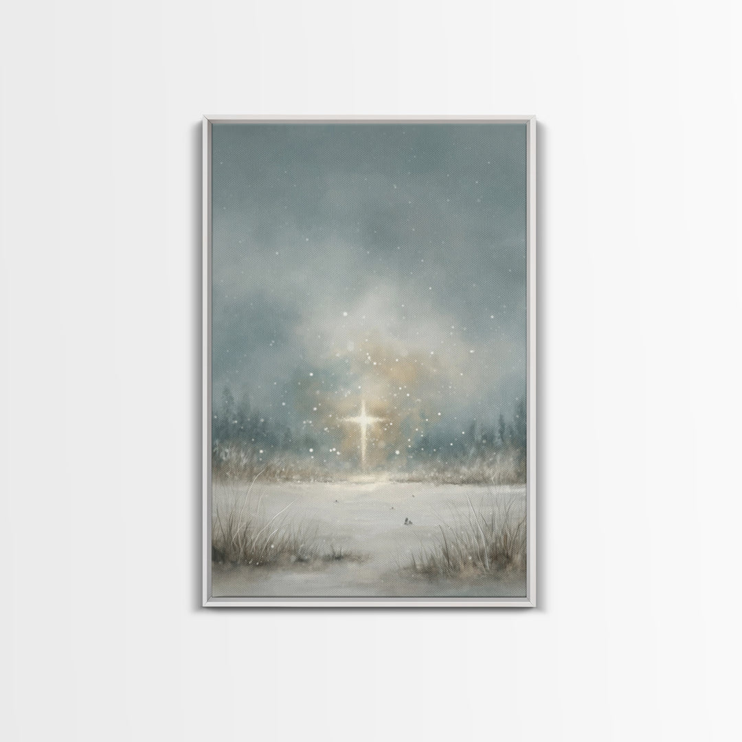 Radiant Summit Cross, Framed Canvas Print, Christian Art Canvas, Christian Wall Art, Modern Christian Art, Christian Art Work, Christian Ch