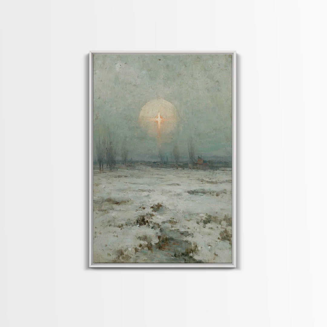 Snowfall Glory – Framed Canvas Print – Christian Wall Art – Christian Art Canvas – Christmas Art Prints – Moody Christian Art – Christian D