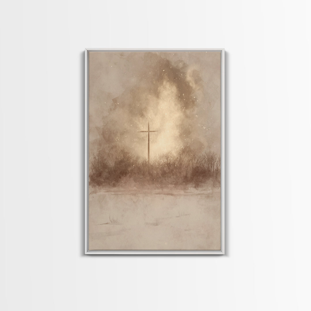 Dawn Of Mercy | Framed Canvas Print | Christian Art Canvas | Christian Wall Art | Moody Christmas Art | Christian Gift