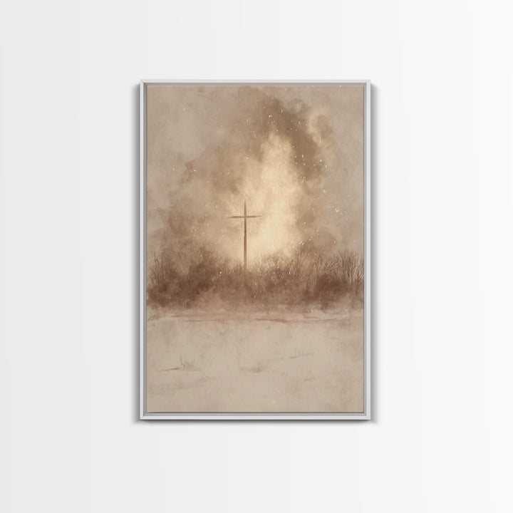 Dawn Of Mercy | Framed Canvas Print | Christian Art Canvas | Christian Wall Art | Moody Christmas Art | Christian Gift