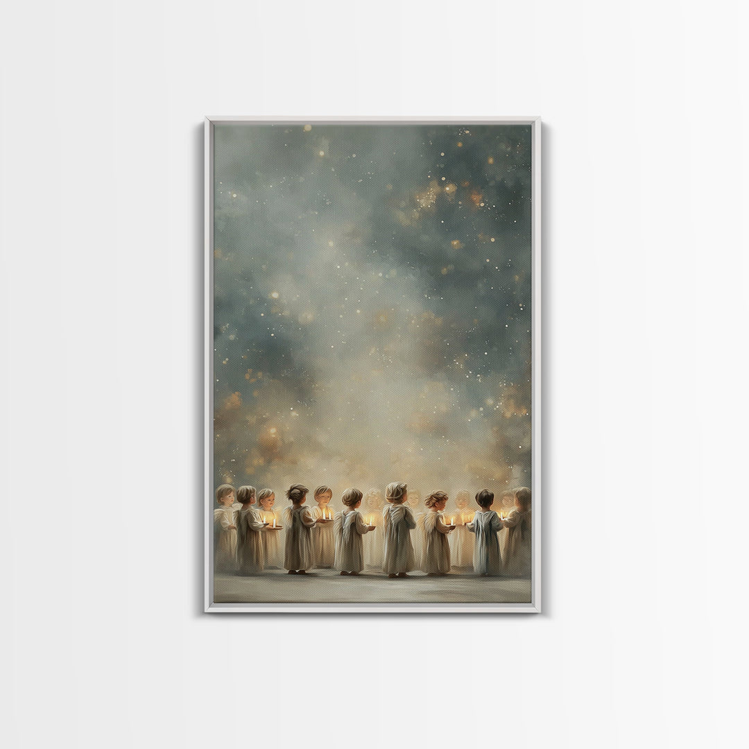 Circle Of Angels – Framed Canvas Print – Christian Wall Art – Christian Art Canvas – Christmas Art – Christian Christmas Decor