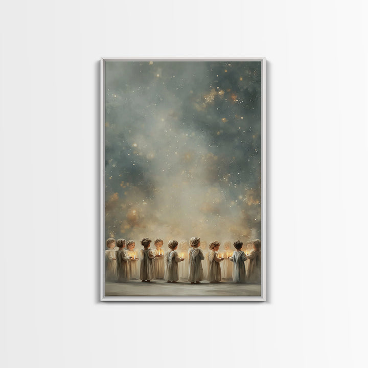 Circle Of Angels – Framed Canvas Print – Christian Wall Art – Christian Art Canvas – Christmas Art – Christian Christmas Decor