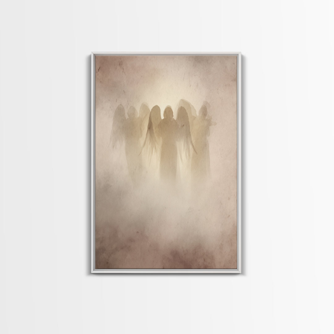 Veiled Guardians – Framed Canvas Print – Christian Art Canvas – Christian Wall Art – Minimalist Christian Art – Christian Decor – Christian