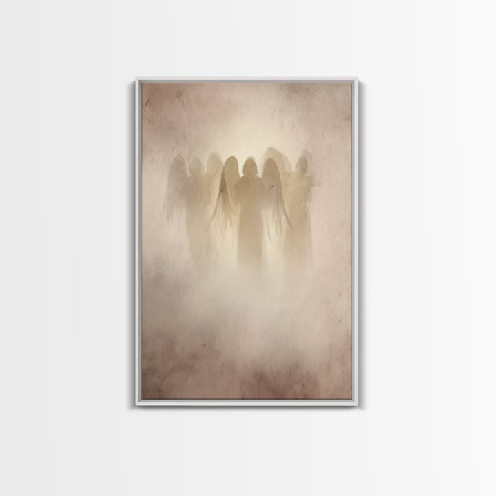 Veiled Guardians – Framed Canvas Print – Christian Art Canvas – Christian Wall Art – Minimalist Christian Art – Christian Decor – Christian