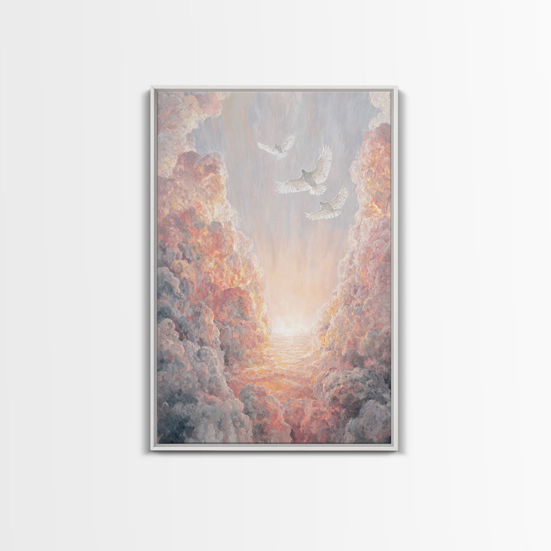 Doves Of Heaven – Framed Canvas Print – Christian Wall Art – Christian Art Canvas – Christmas Art – Christian Decor – Christian Gift Ideas