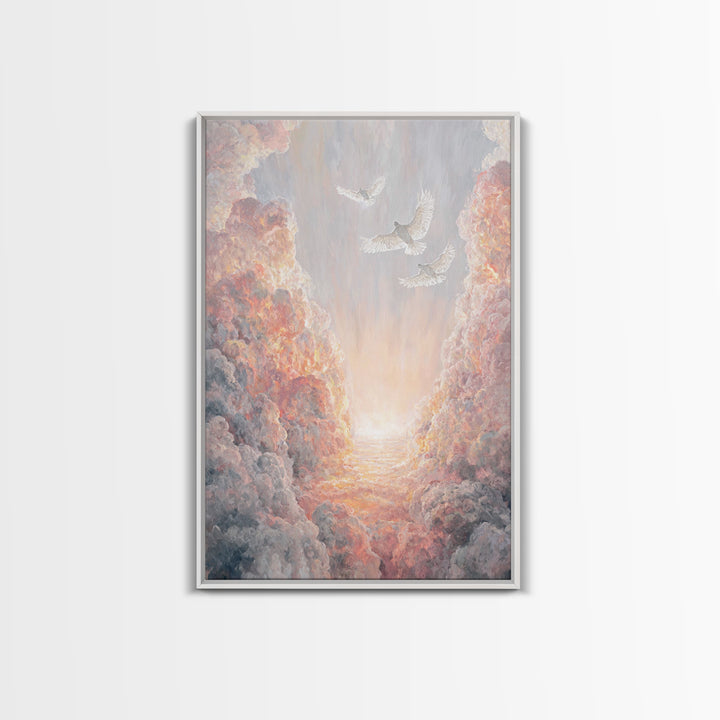 Doves Of Heaven – Framed Canvas Print – Christian Wall Art – Christian Art Canvas – Christmas Art – Christian Decor – Christian Gift Ideas