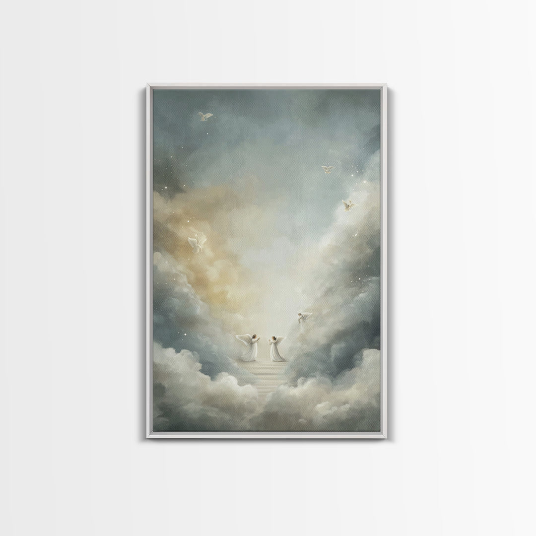 Heavenly Watch – Framed Canvas Print – Christian Art Canvas – Christian Wall Art – Christmas Art – Christian Gift Ideas – Christian Decor