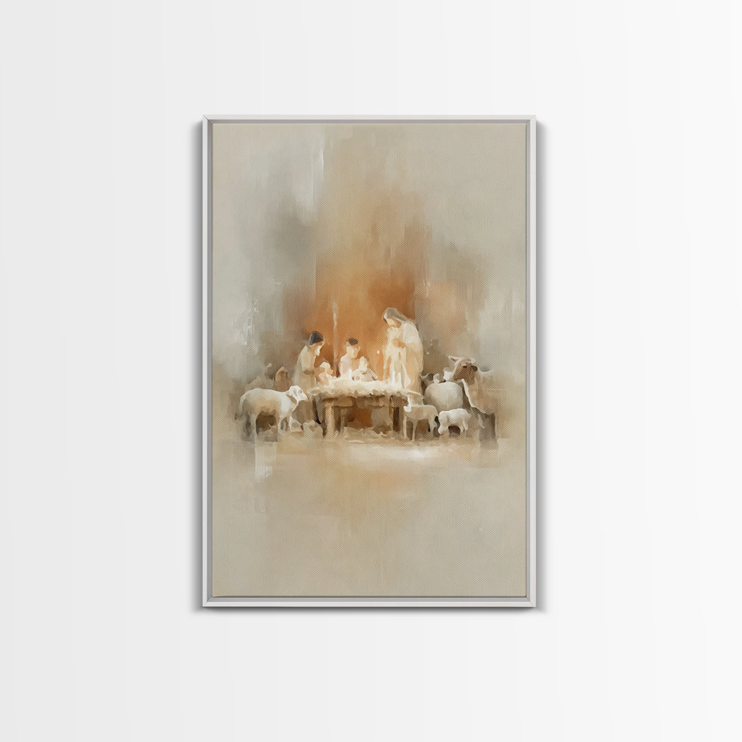 Holy Nativity – Framed Canvas Print – Christian Christmas Art – Christian Wall Art – Christmas Art Prints – Christian Decor – Christian Gif
