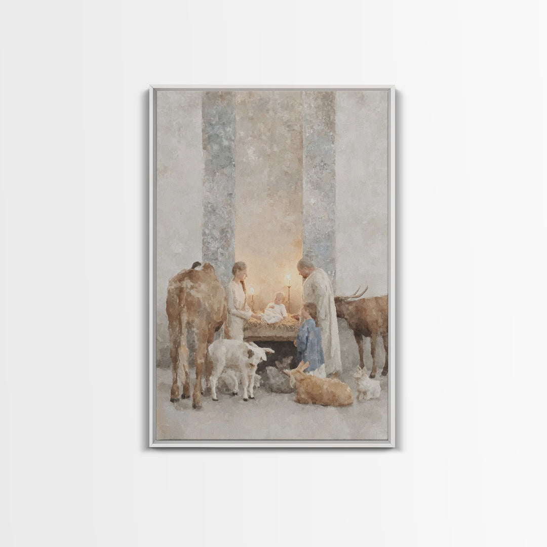 Manger Glory – Framed Canvas Print – Christian Wall Art – Christian Art Canvas – Christmas Wall Art – Christian Christmas Decor – Christian