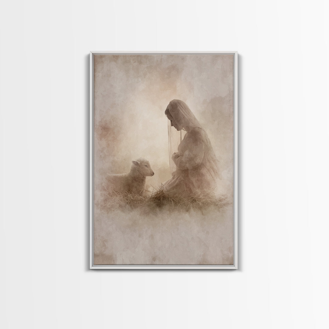 Sacred Night Calm – Framed Canvas Print – Christian Art Canvas – Christian Christmas Art – Jesus Christmas Art – Christian Wall Art – Chris
