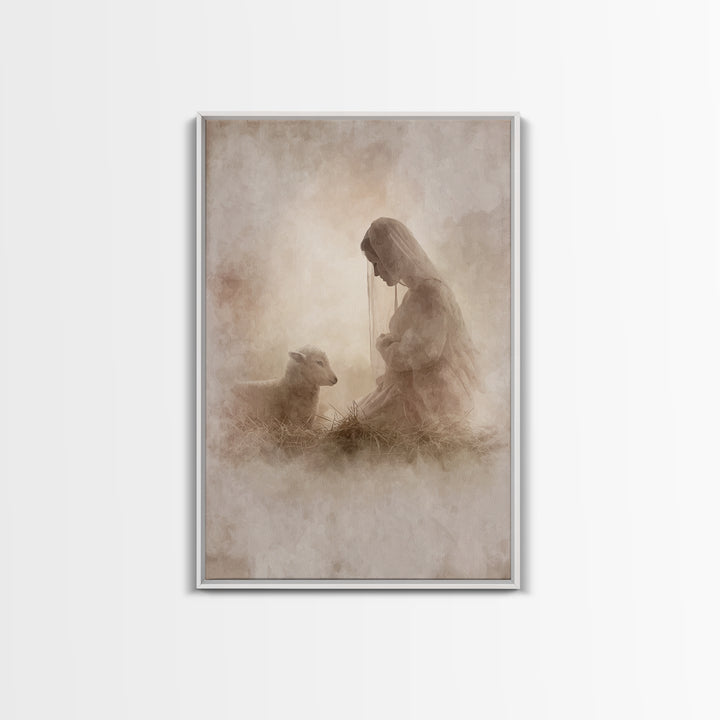 Sacred Night Calm – Framed Canvas Print – Christian Art Canvas – Christian Christmas Art – Jesus Christmas Art – Christian Wall Art – Chris