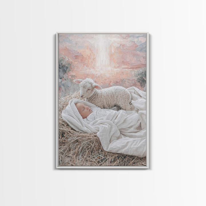 Divine Dawn Rest | Framed Canvas Print | Christian Art Canvas | Jesus Christmas Art | Christian Wall Art | Modern Christian Art | Christmas